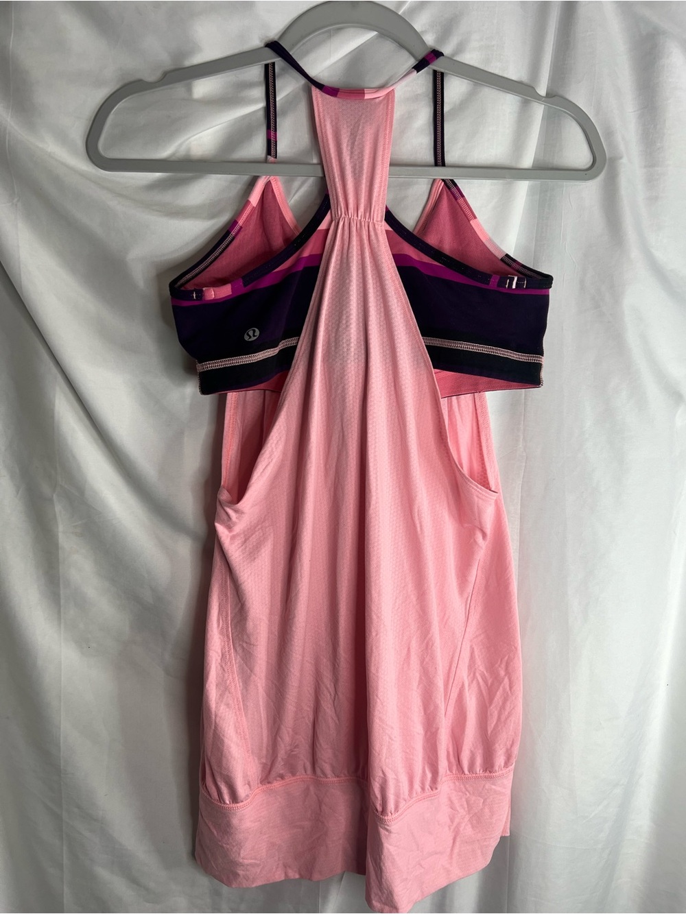 lululemon athletica Pink Tank with Purple & Magenta Built-In Sports Bra size 8
